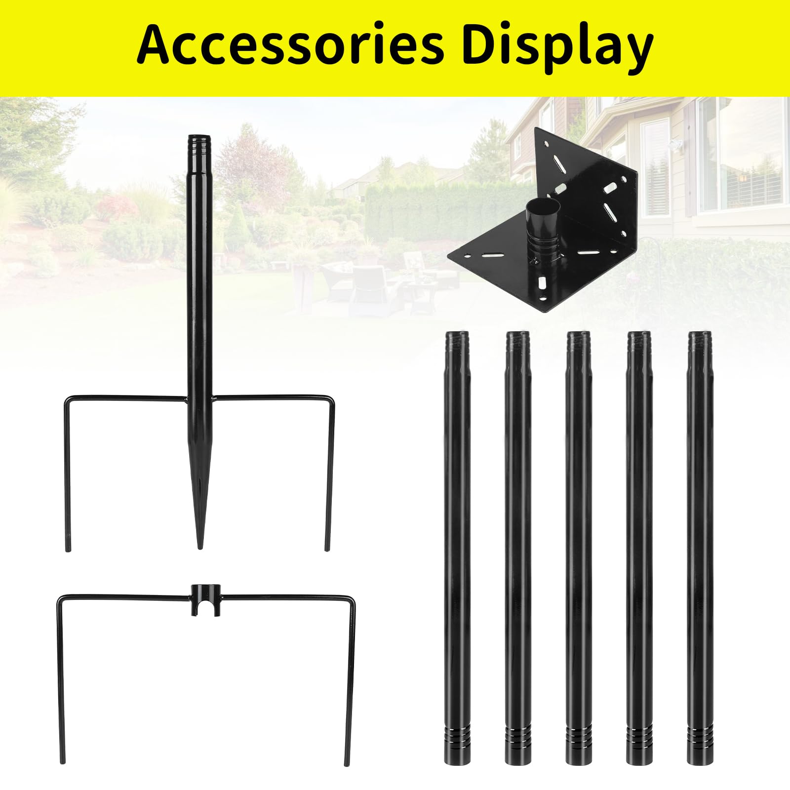 1 Pièce Support réglable pour nichoir, Hauteur ajustable jusqu'à 220 cm Ensemble universel pour jardin avec base à 5 branches pour mangeoires, stations météo, Noir (sans nichoir et vis)
