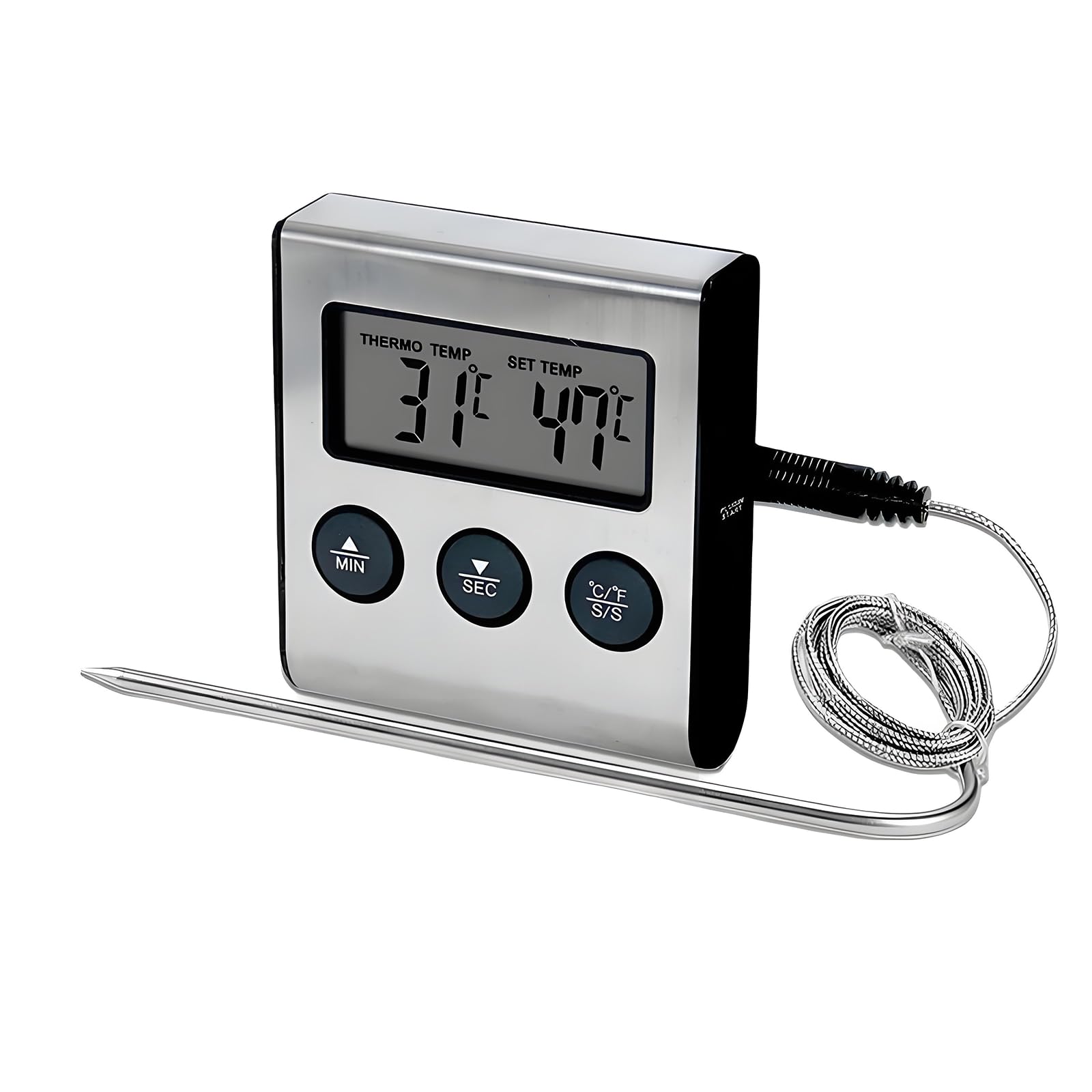 Ausenzup Digital Meat Thermometer, Instant Read Kitchen Cooking Food Thermometer, Foldable Design for Easy Storage, Temperature Measurement -50 to 300?, Perfect for BBQ, Camping, and Home Use