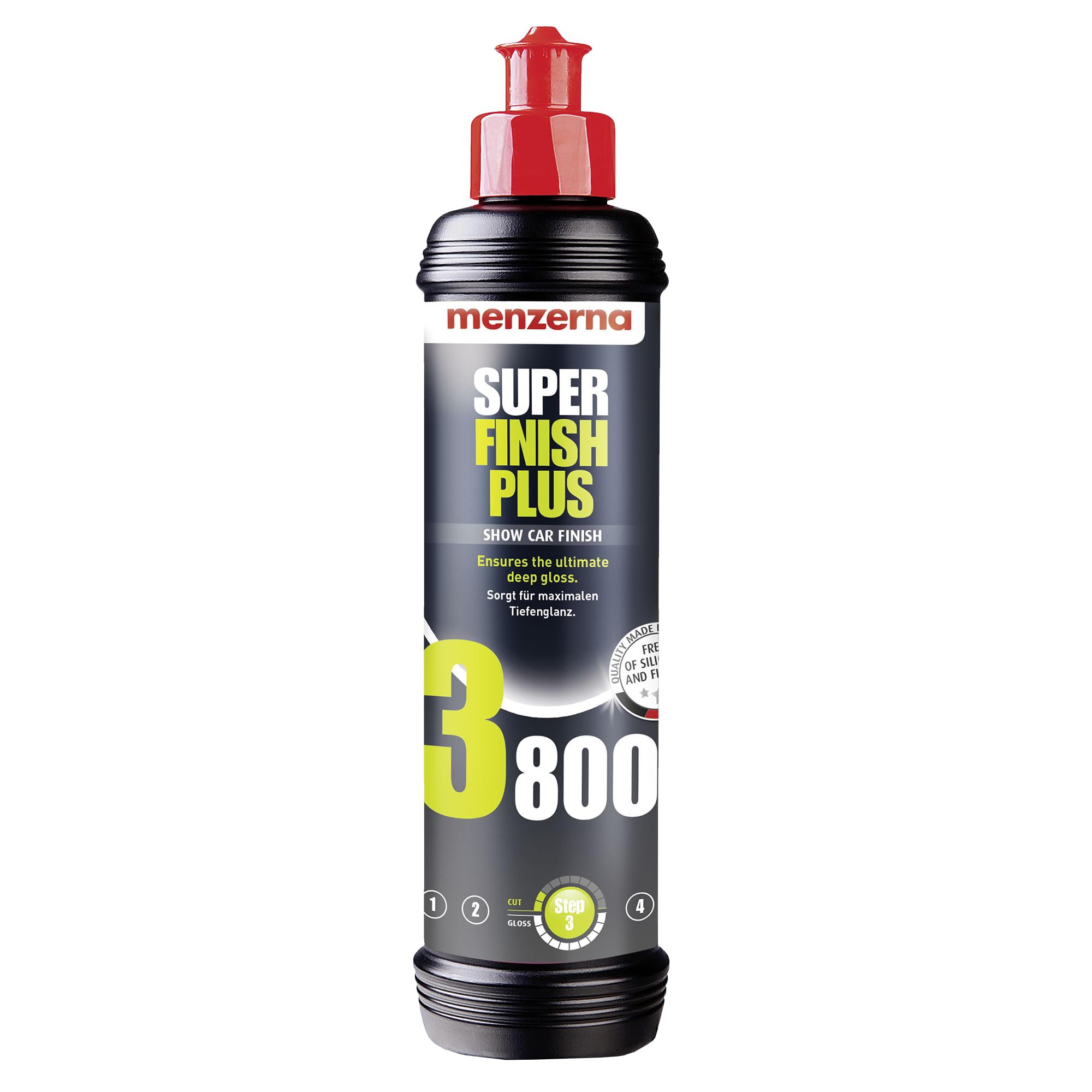 Menzerna Auto Polituren Set: Menzerna Heavy Cut Compound 1000 + Medium Cut Polish 2500 + Super Finish Plus 3800, 250ml + Ceramic Spray Sealant Protection 0,5L + 4x Mikrofasertuch 40x40cm, 550GSM