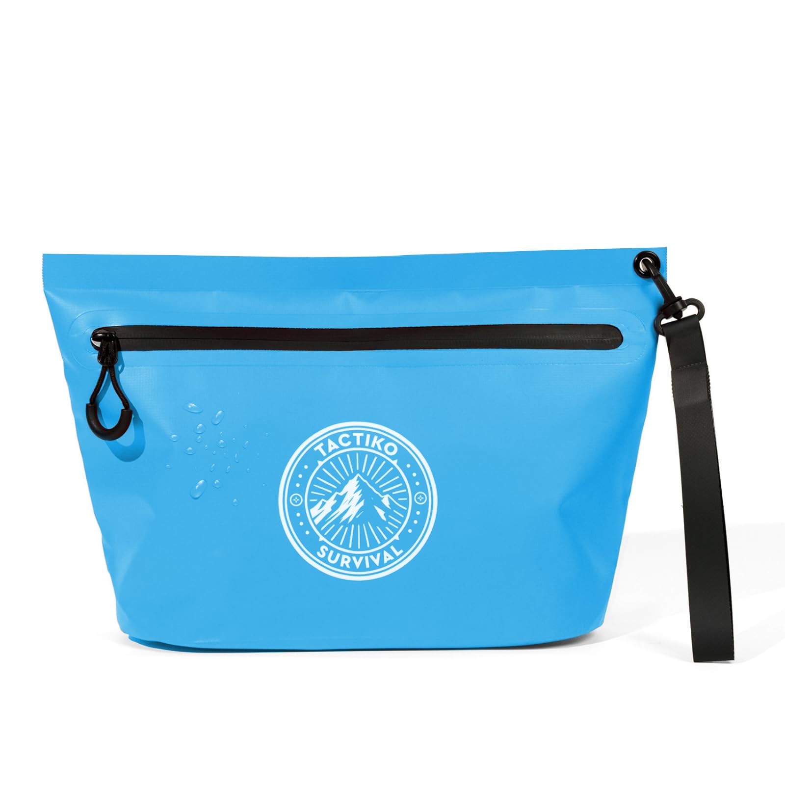 Tactiko 3L Water Resistant Pouch - Waterproof Material w/Splashproof Zipper - Hold All Zipper Bag for Storage, Toiletries,Travel, Beach, Cruise, Home (Blue)