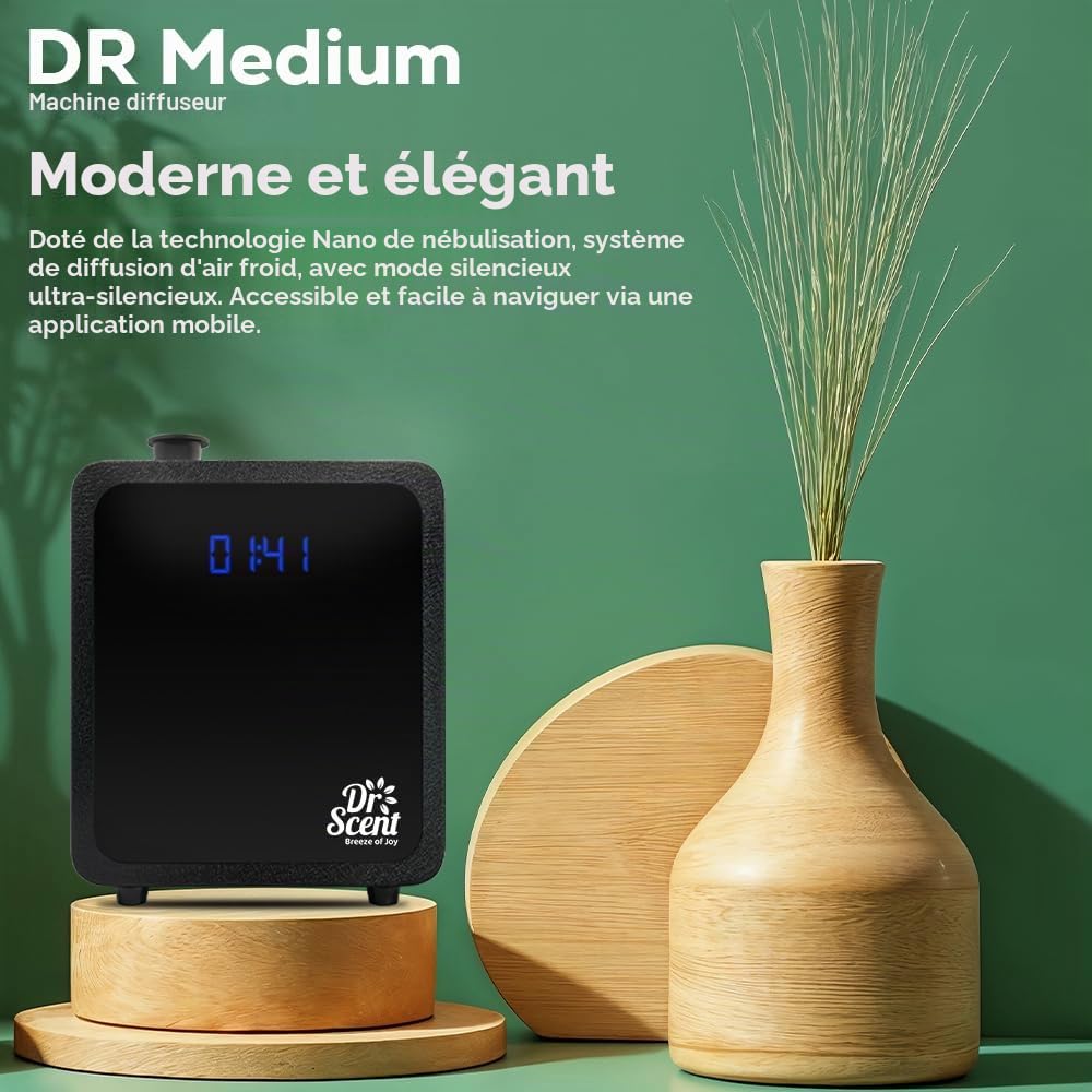 Dr Scent Medium, Diffuseur de Parfum Professionnel Connecté, Aromathérapie et Marketing Olfactif, Programmation Via APP Smartphone, Diffusion Jusqu’à 400 m2
