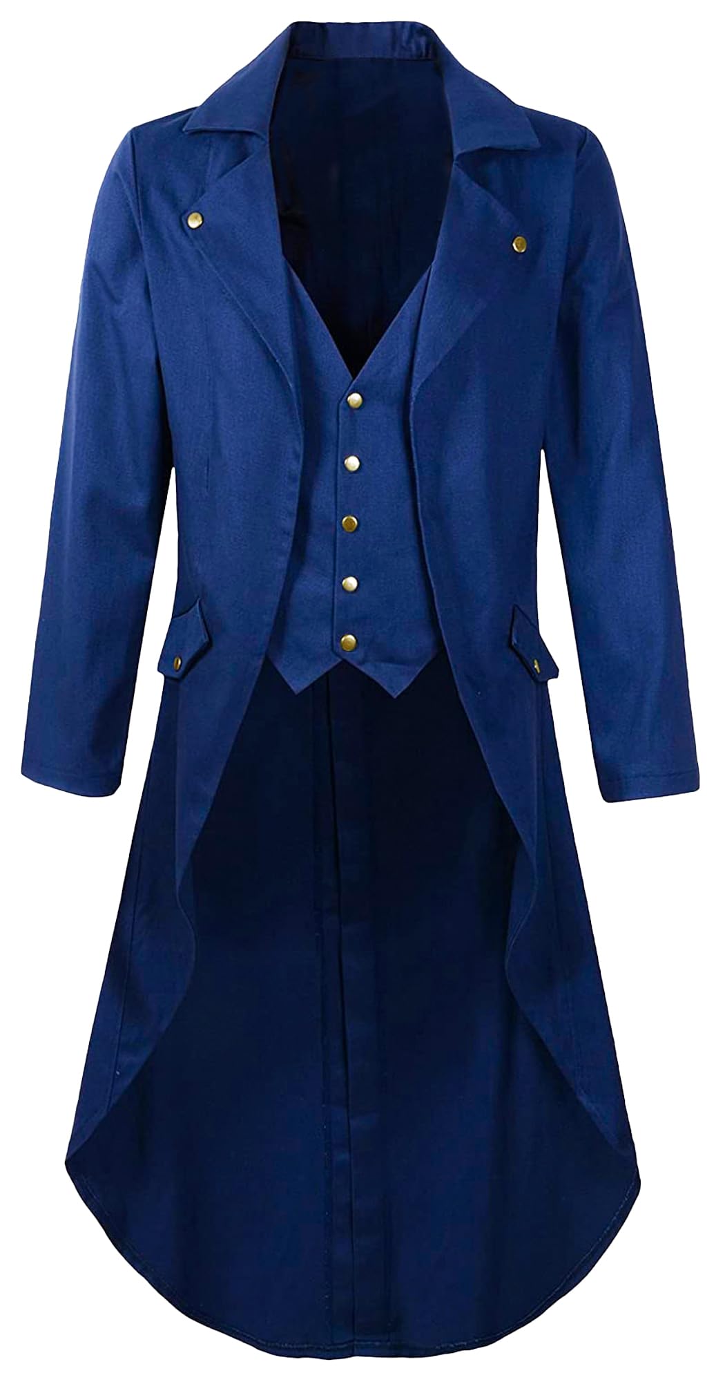 Maeau - Chaqueta Gótica Cola Larga para Hombre Abrigo Largo Medieval Victoriano Tuxedo Esmoquin Largo Vintage Uniforme Príncipe de Halloween S-4XL