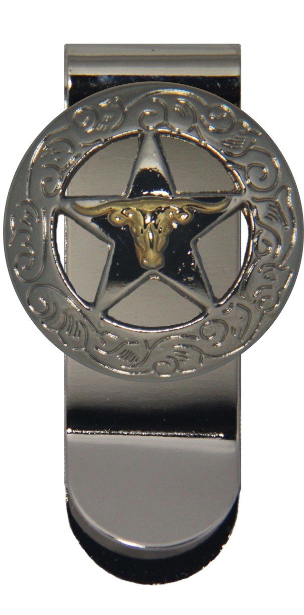 GENUINE TEXAS BRAND Longhorn and Star Money Clip