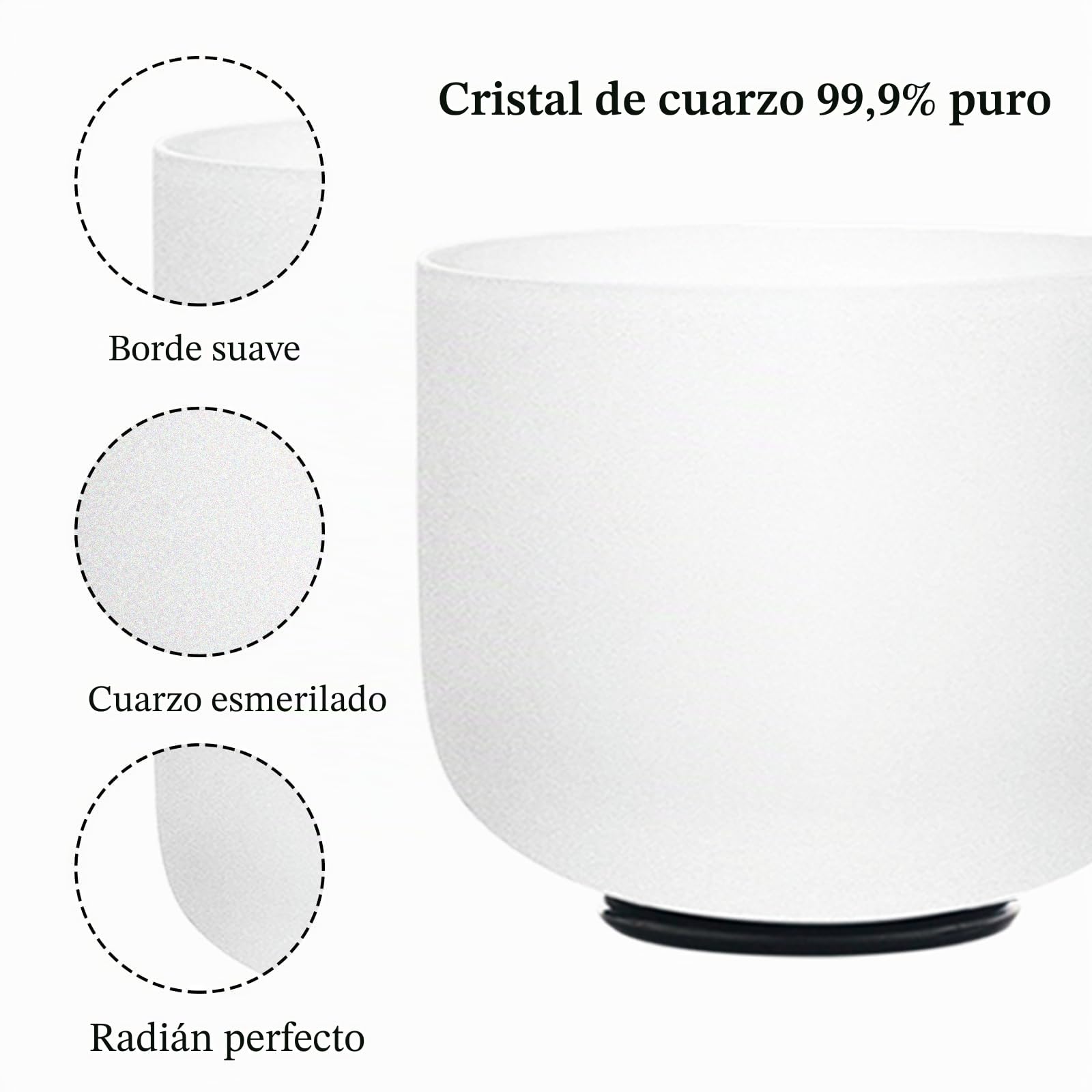 KVKA 25 cm de cuencos tibetanos, 432 Hz nota C de 10 pulgadas, cuenco de sonido de chakra blanco para curación, meditación, reducción del estrés y relajación con bolsa de transporte