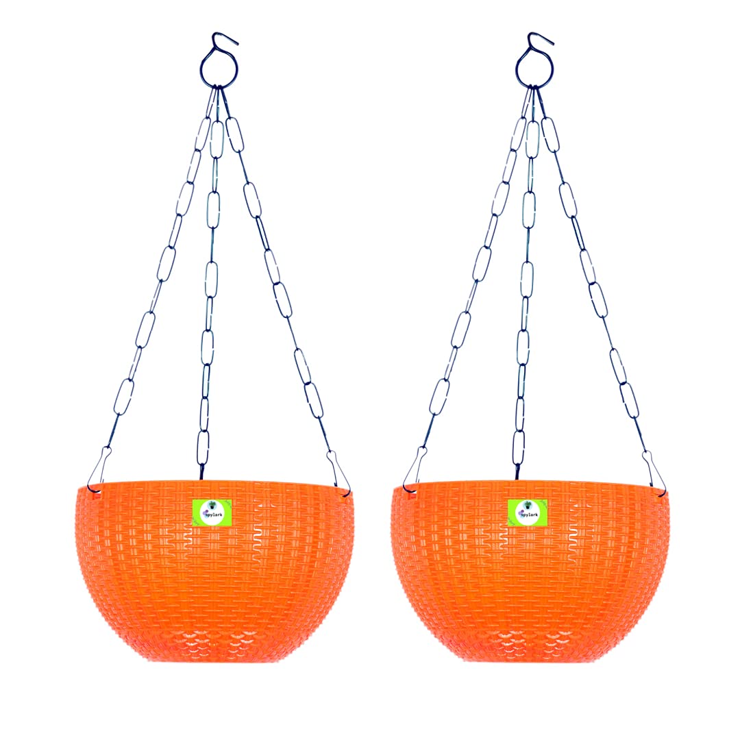 SPYLARKS Rattan Colorful Hanging Pots Planter with Chain for Balcony|Indoor|Outdoor|Multi Purpose|Fruit Basket (Orange)(Pack of 2) (B09B41HBT1) Amazon Price History, Amazon Price Tracker