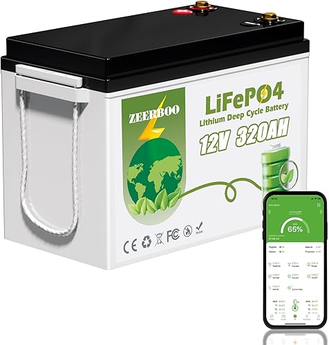 12v 320ah Lifepo4 Lithium Battery Bluetooth MINI Size, Lithium Iron Phosphate Battery, 200A BMS,Max 4096Wh Energy, Up to 15000 Deep Cycles,