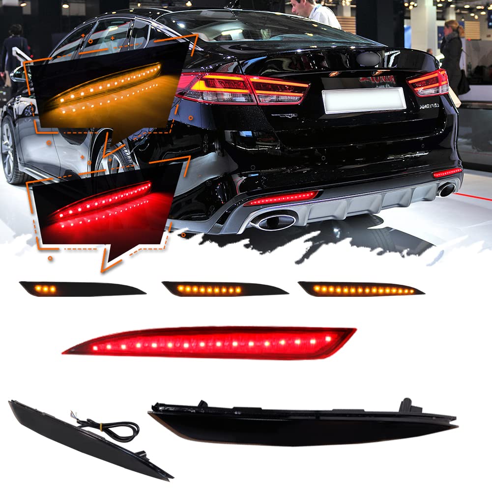 TurningMax LED Bumper Reflectors Brake Tail Signal Lamp Lights For 2016-2018 Kia Optima K5