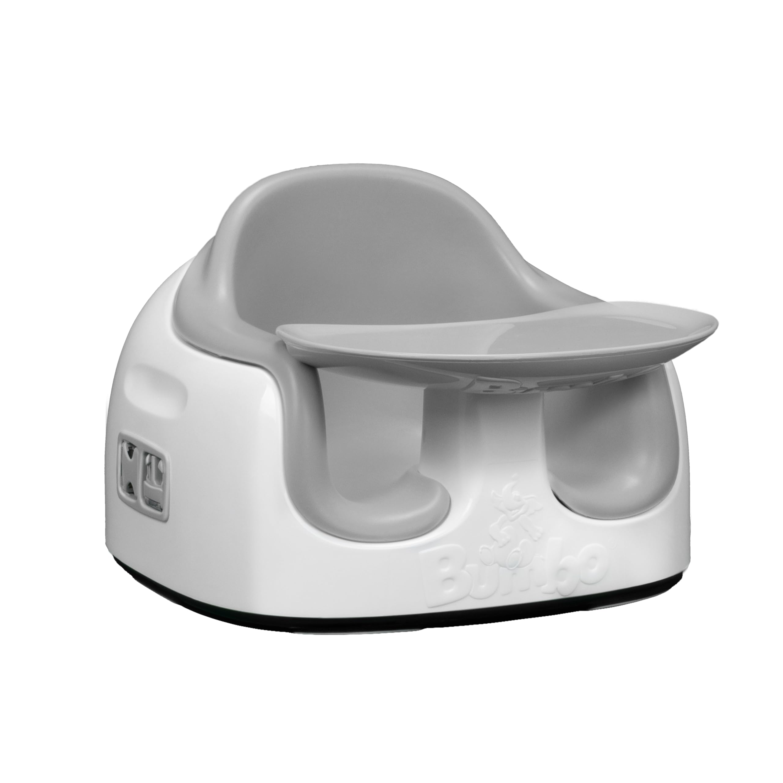 Bumbo - Asiento multiusos 3 en 1 para bebés de 6 a 36 meses, asiento de suelo para viajes, alimentación y juegos, elevador portátil todo en uno con bandeja, trona para niños pequeños, color gris frío