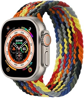 49/45/42/44mm Solo Loop Fabric Braided Rubber Band For Apple Watch Series 8/1/2/3/4/5/6/7 (Large, Multicolor 1)