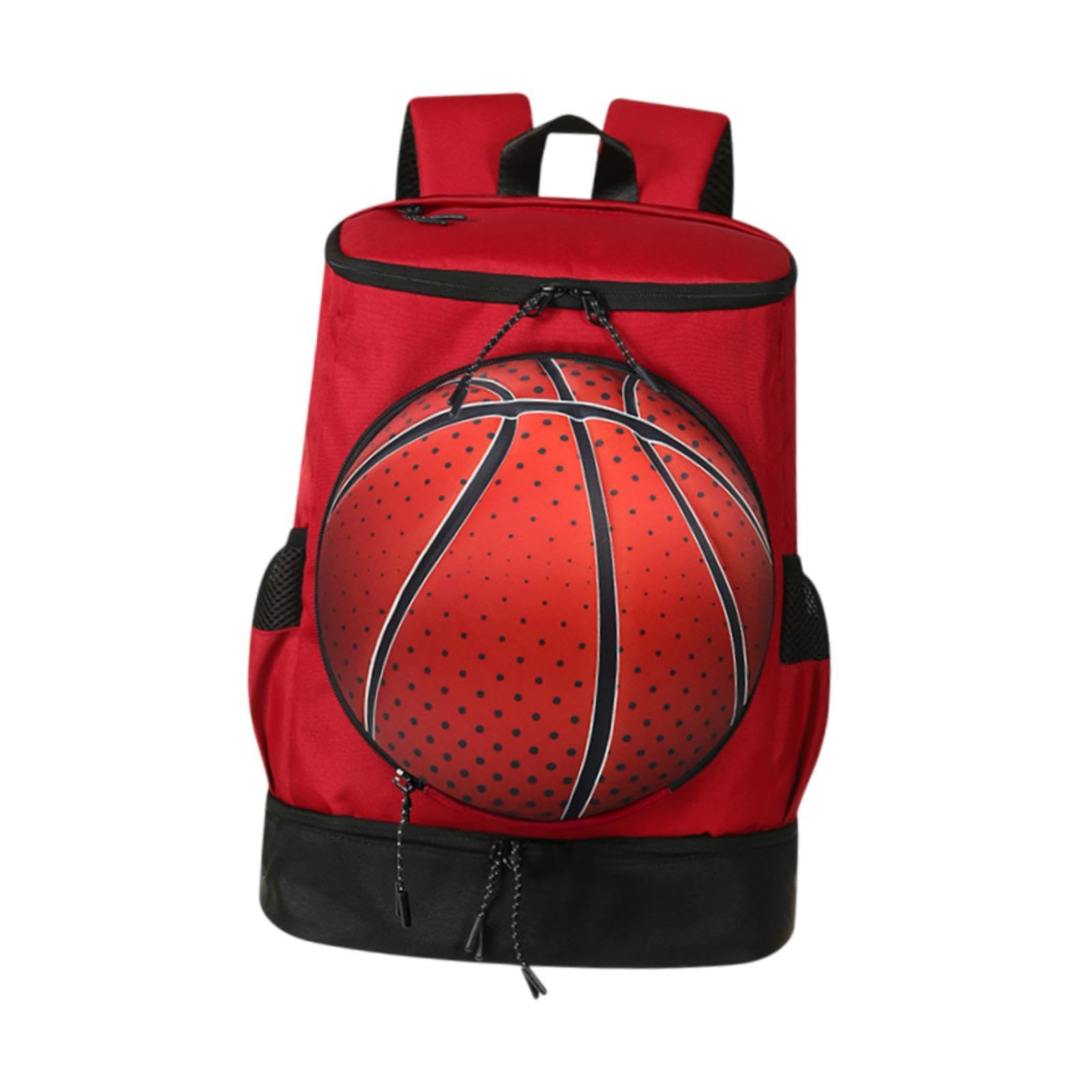 NIVAA Basketball Backpack Versatile Comfortable Gym Bag for Shopping Hiking Street Red Black L Adults-image-0