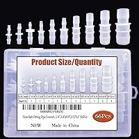 Vista 1 de 66 piezas de accesorios de púas de manguera, reductor de púas, conectores de tubería empalmadora para aire líquido, ID1/2"x1/4", 1/2"x3/8