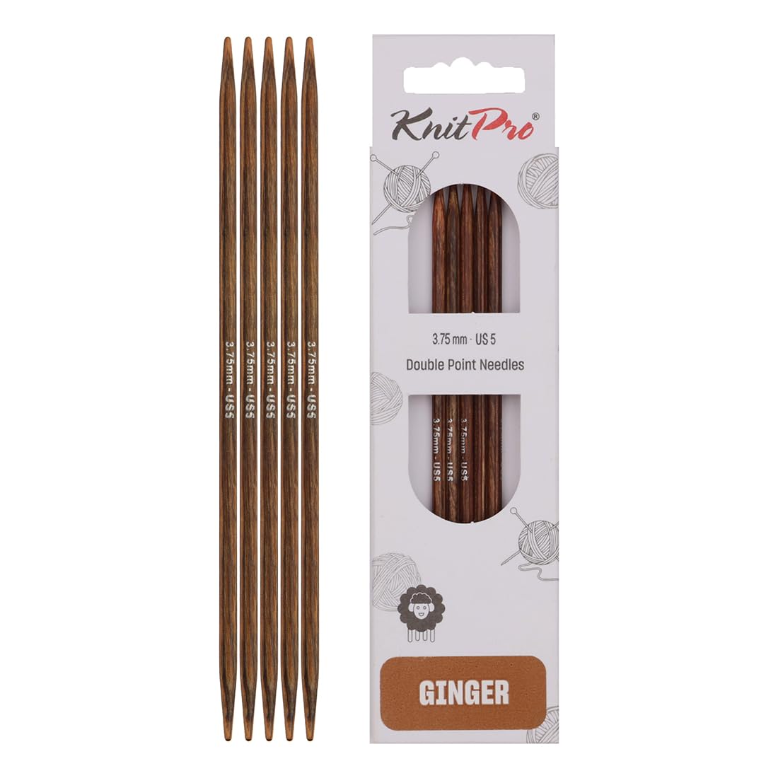 KnitPro Ginger Double Pointed Needles 5" (12.5cm) | 3.75mm