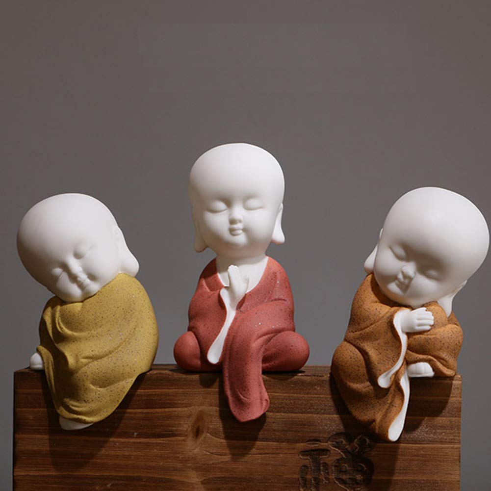 Posągi Buddy do dekoracji wnętrz, rzeźba Buddy dekoracje do salonu, figurki zen ozdoby na biurko, ceramika, C
