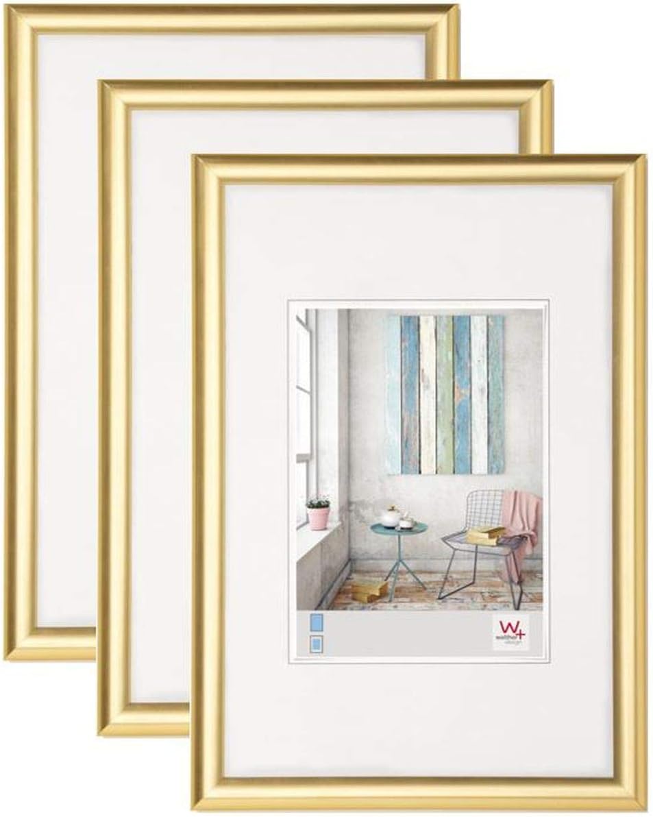 walther designPicture Frame Gold 40 x 60 cm 3-Pack, Trendstyle Plastic Frame KP460G3