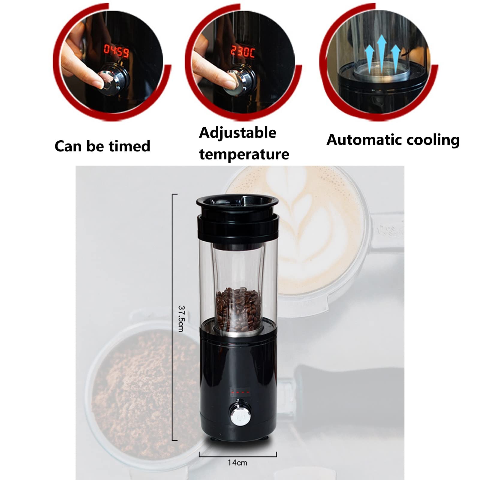 Machine de torréfaction de café électrique Machine de torréfaction de Grains de café Automatique Intelligente Affichage numérique Fonction de Compte à rebours Réglage de la température Sèche-Fruits