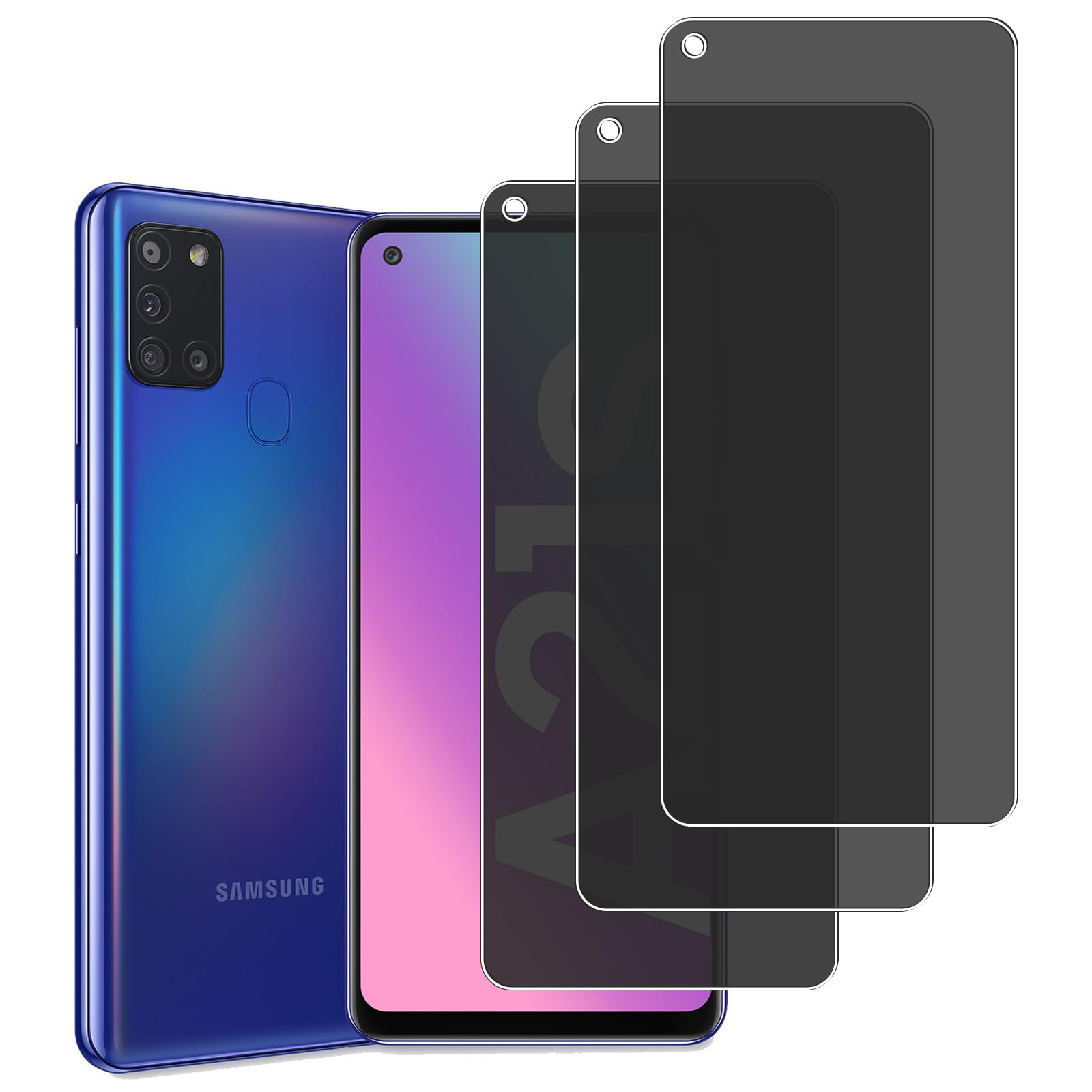 KELOLIN [3 Pack] Privacy Screen Protector for Samsung Galaxy A21s, 9H Hardness, Anti-Scratch, Anti Spy, Tempered Glass Screen Protector for Samsung
