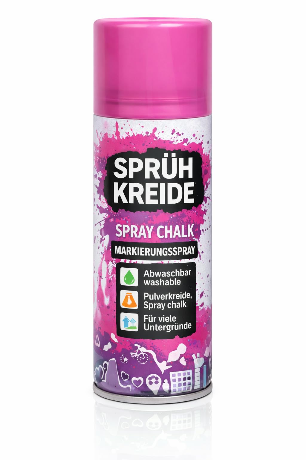 Buntes Sprühkreide Set (je 100ml) | 6, 12 oder 24 Dosen | Abwaschbares Kreidespray für Kinder & Party | Temporäres Markierungsspray für Auto, Straße & Deko (24 Stück)