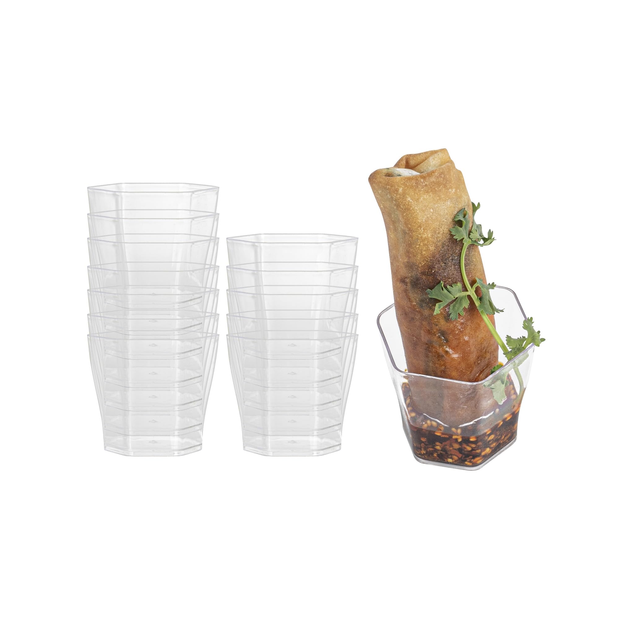 Hexagon cristal transparente 2 onzas 100 Count caja