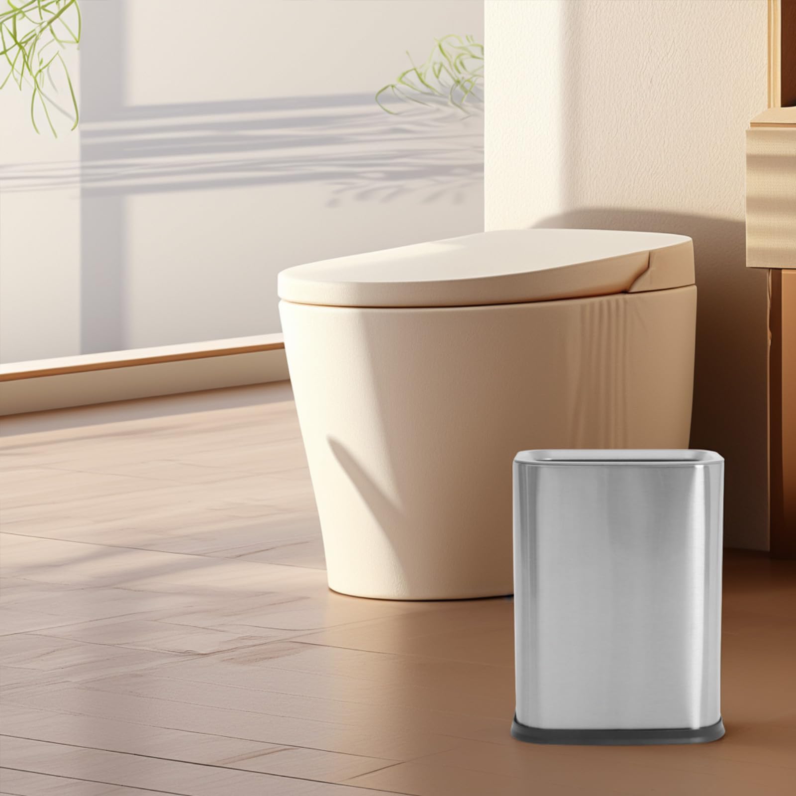 Cubo de Basura de Acero Inoxidable de 8 L con Sistema de Doble Compartimento y Diseño Abierto para Baño y Cocina, Moderno y Reutilizable