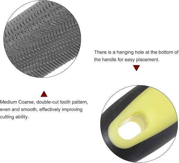 sourcing map Half Round File 12 High Carbon Hardened Steel Cut Hand Rasp with Plastic Handle for Deburring and Removing Material