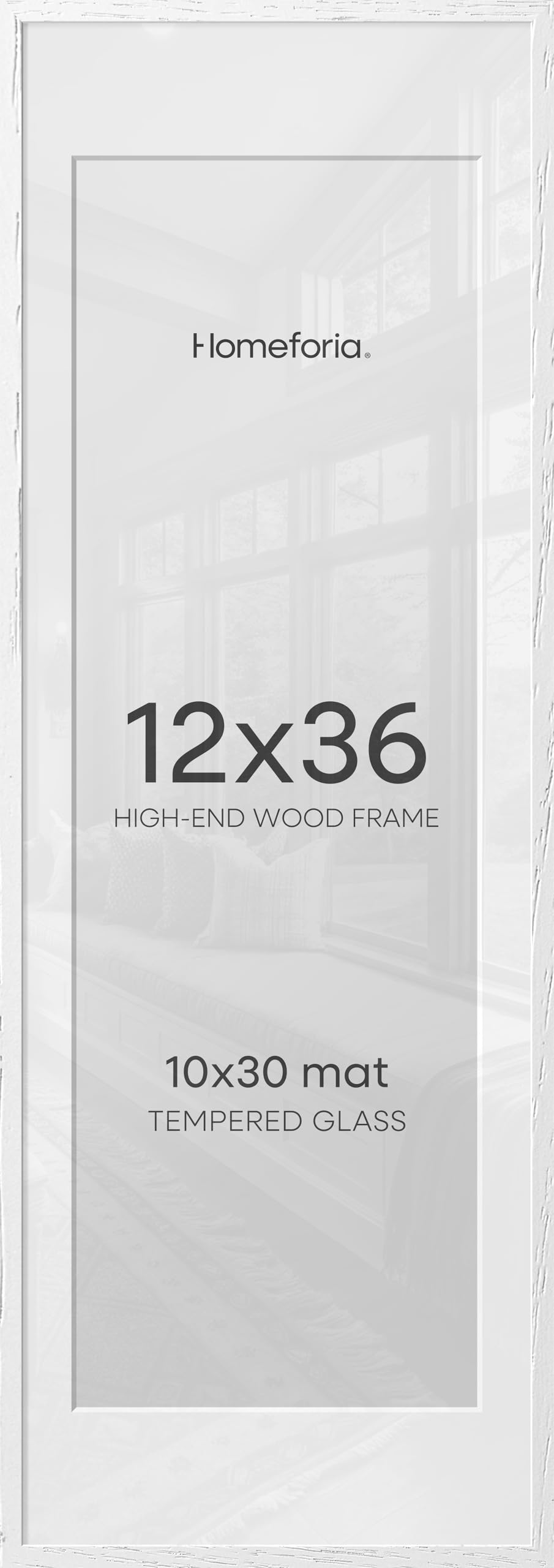 Homeforia 12x36 White Oak Picture Frame, High-End Wood, 10x30 Mat, Glass | High End Solid Oak Wood, Tempered Glass, Acid-Free 10x30 Removable Mat, 12x36 Edge-to-Edge Display 36x12, Wall Kit, Set Of 1