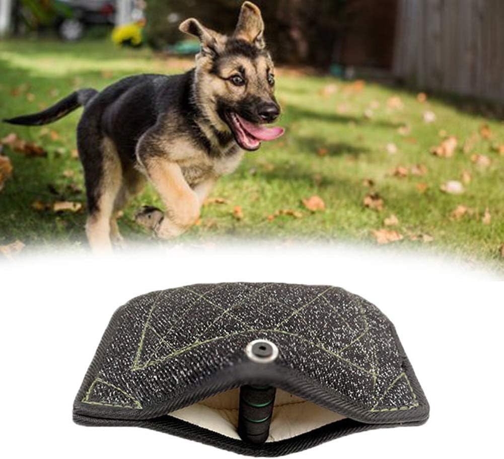 Durable Dog Bite Tug Toy Jute with Handle Safe Strengthened Sleeves Fit Pitbull German Shepherd Puppy Biting Playing (Black)