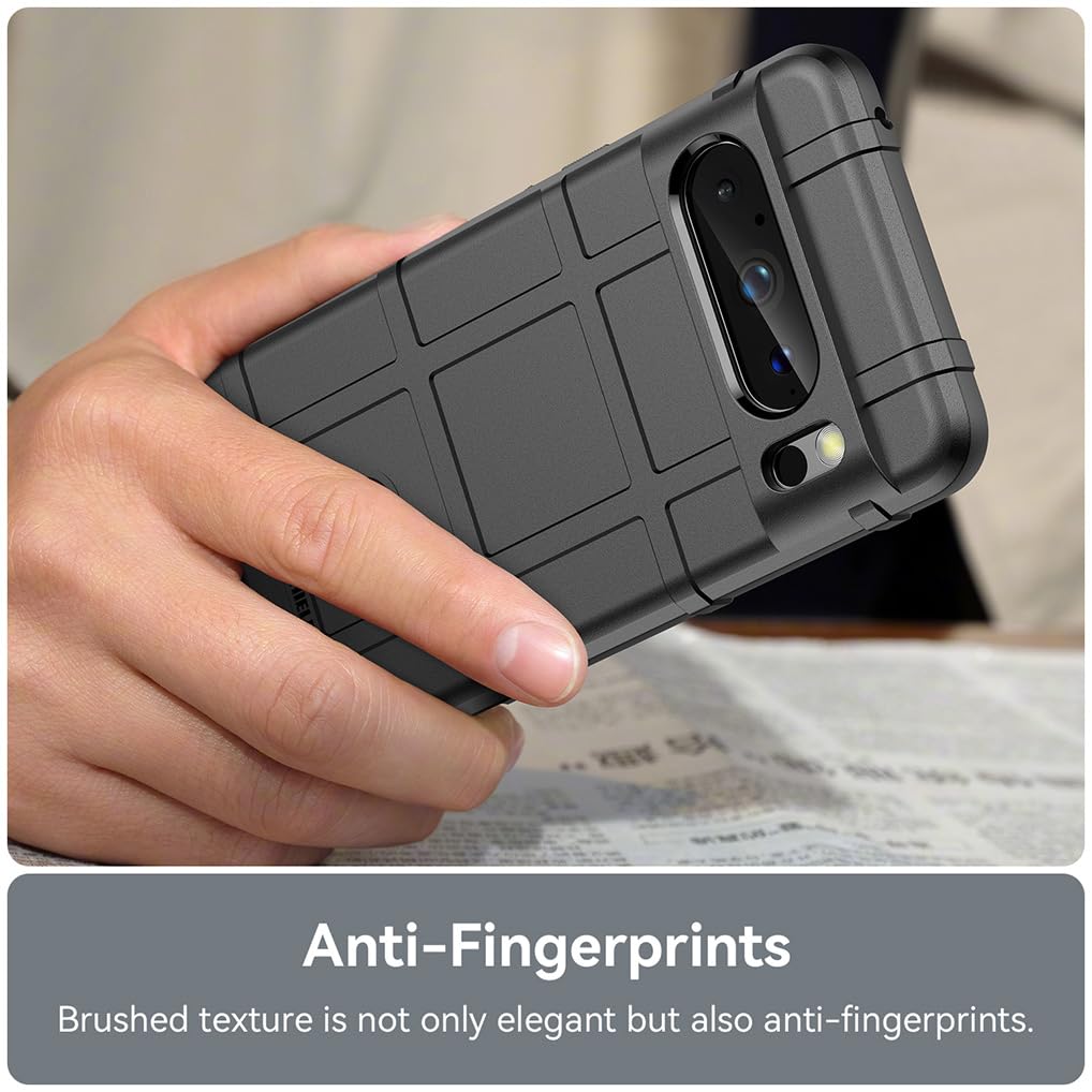 SEAHAI Cover per Google Pixel 8 PRO, Militare Custodia Protettiva con Tutto Il Corpo, Case Cover Antiurto Anti-Caduta con Fodera in Microfibra - Nero
