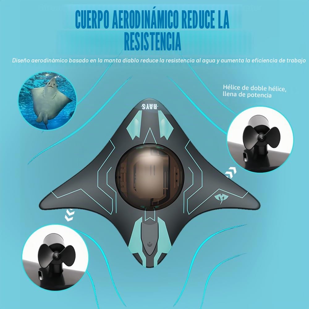 Barco de control remoto, barco RC con cámara de alta definición, luces LED, control inalámbrico por aplicación, ángulo de cámara ajustable, nave espacial acuática de alta velocidad