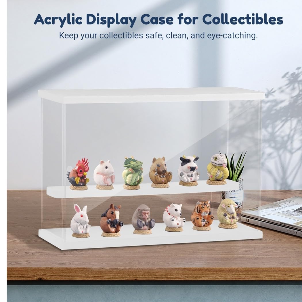 Acrylglas-Vitrine für Sammlerstücke, transparente Aufbewahrungsbox mit Tür, staubgeschützter Display-Würfel für Actionfiguren, Tischvitrine für Spielzeug, Miniaturen und Modelle