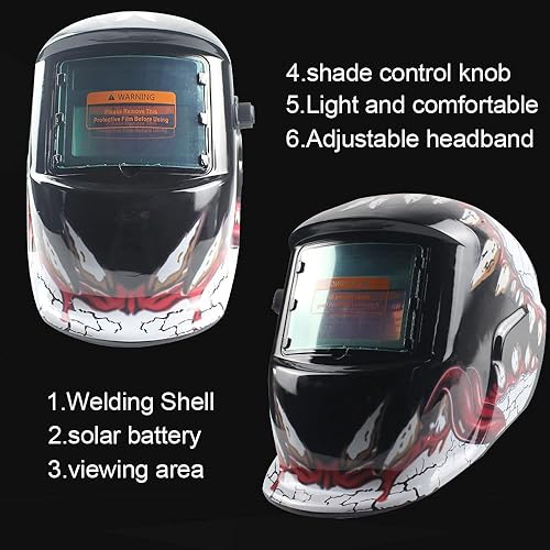 Miniatura 2 de TIANLYLIN Casco de soldadura con oscurecimiento automático, capucha de soldadura de energía solar, rango de sombra ajustable 49-13 para máscara de