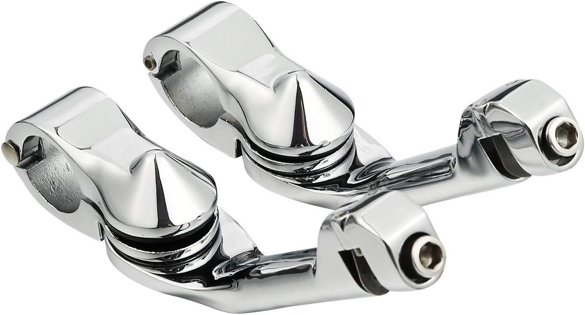 TCMT 1 1/4" 32mm Long Angled Highway Engine Guard Bar Foot Peg Mount Kit Fits For Harley Touring Road King Street Glide Road Glide Electra Glide Softail Sportster Dyna with 1.25" Engine Guards