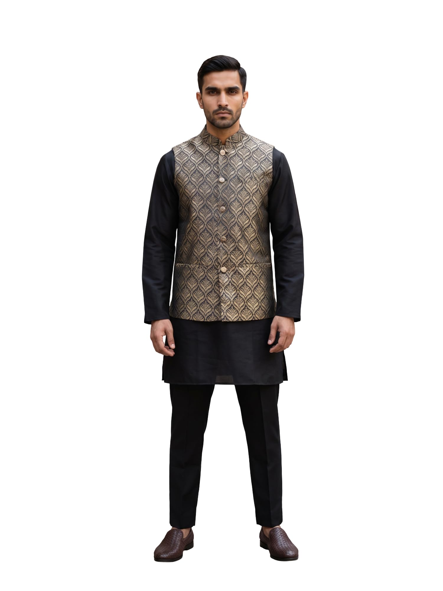 jompers Woven Design Ethnic Nehru Jacket with Kurta Pyjama Set-picture-32