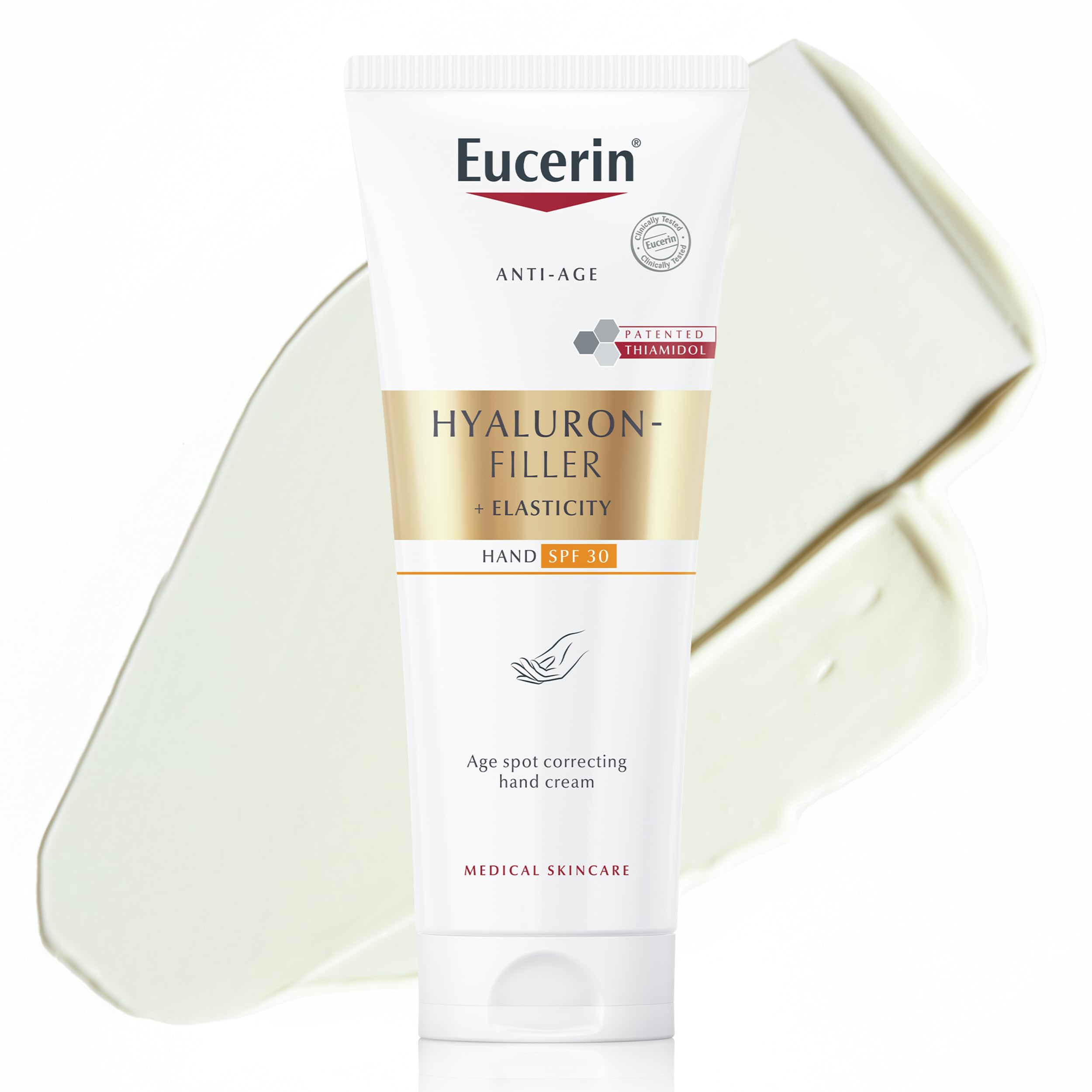 Eucerin Hyaluron-Filler + Elasticity Age Spot Correcting Hand Cream SPF 30 75ml, Anti-Ageing Hand Moisturiser with Thiamidol and Hyaluronic Acid, Reduces Dark Spots and Protects Against Sun Damage