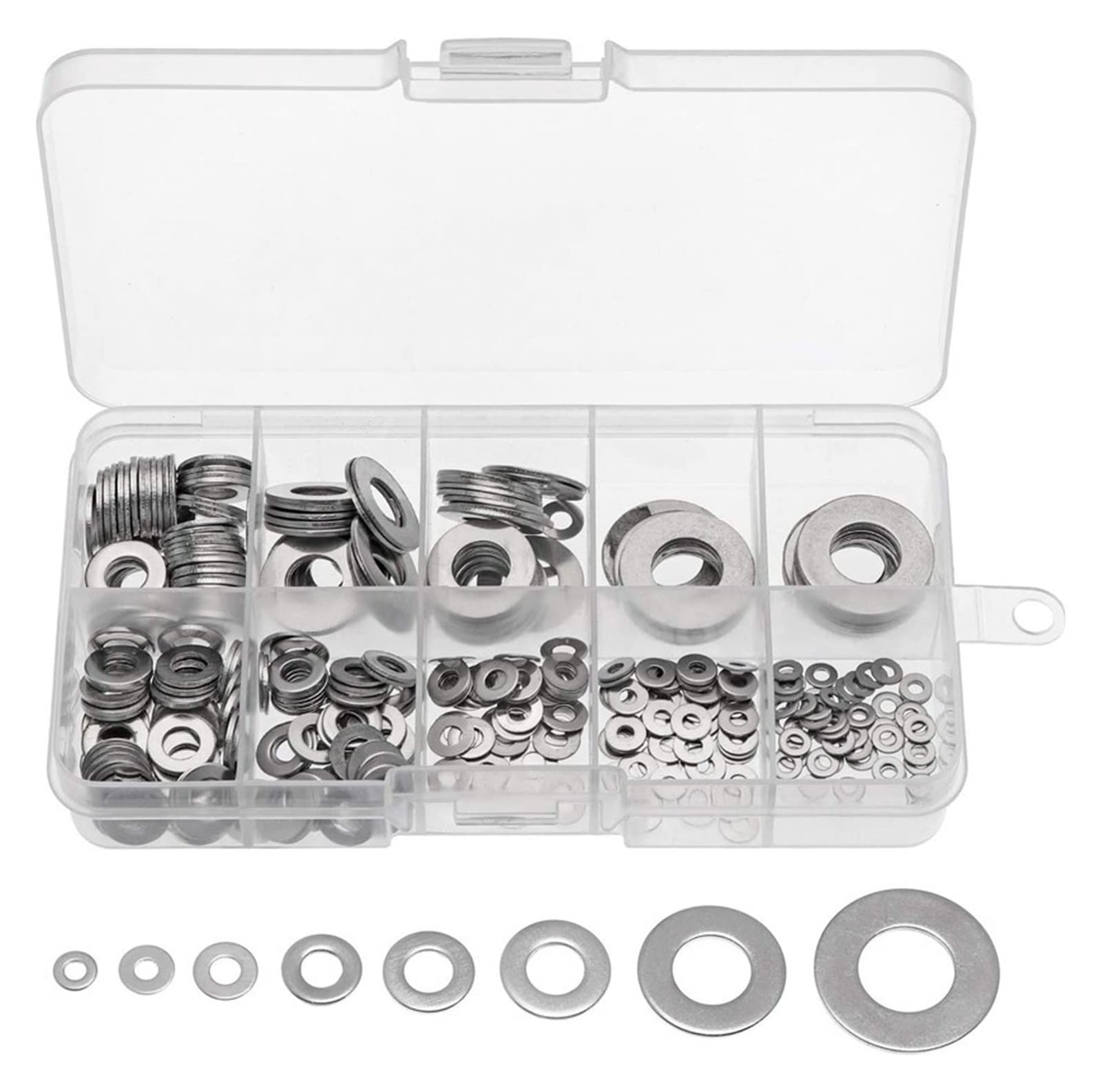 360/684PCS M2 M2,5 M3 M4 M5 M6 M8 M10 M12 304 Edelstahl Flache Unterlegscheibe Einstellung Plain Dichtung Sortiment Kit Set (Color : 684PCS M2-M12)