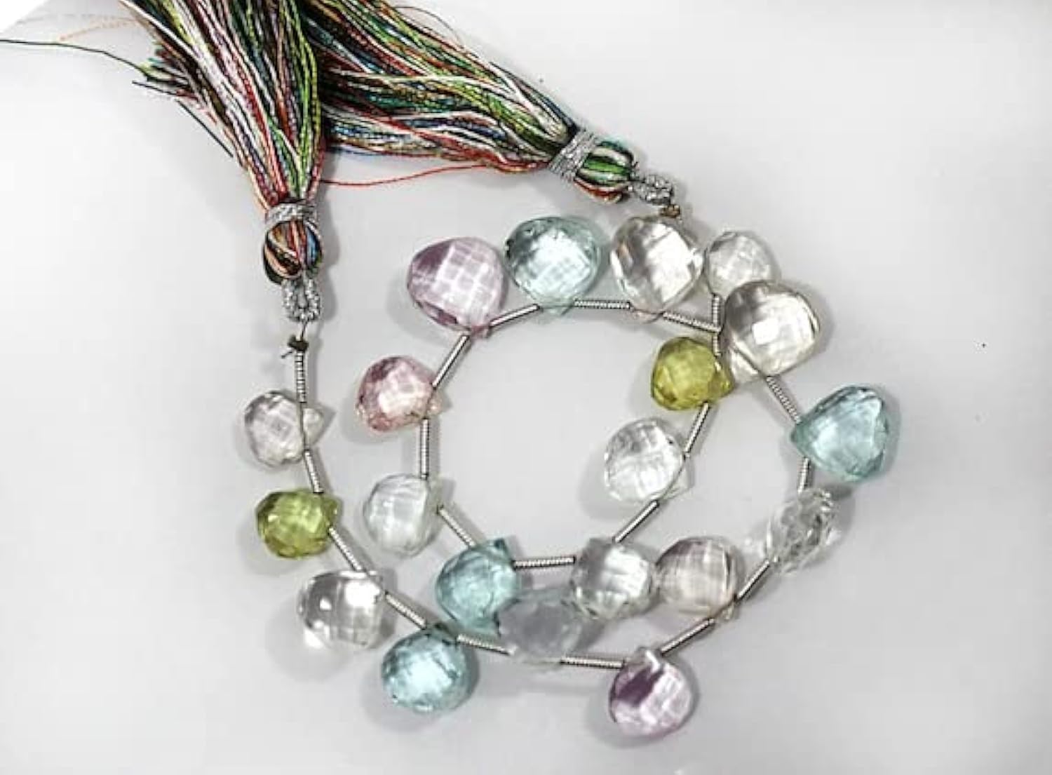 Perles aigue-marine multicolores en coeur facetté 9-11mm pour bijoux