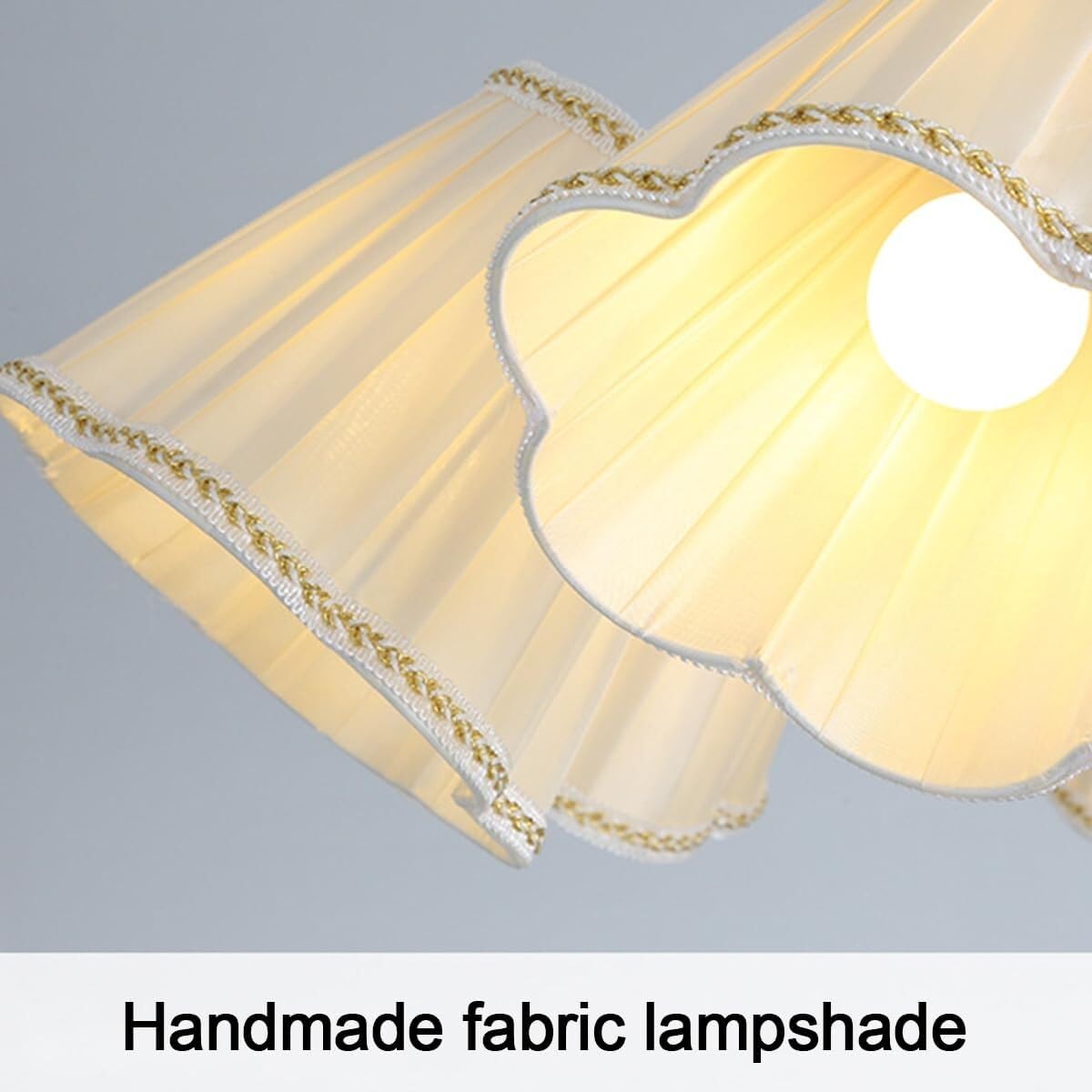 lustre, Lustre vintage en fer et tissu à 5 lumières, grand modèle(5 light)