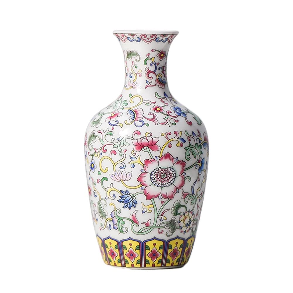 asdchZen Enamel Ceramic Vase,Chinoiserie Vase For Flowers, Unique Vase, Decorative Vase For Pampas Grass, Living Room, Bedroom,C