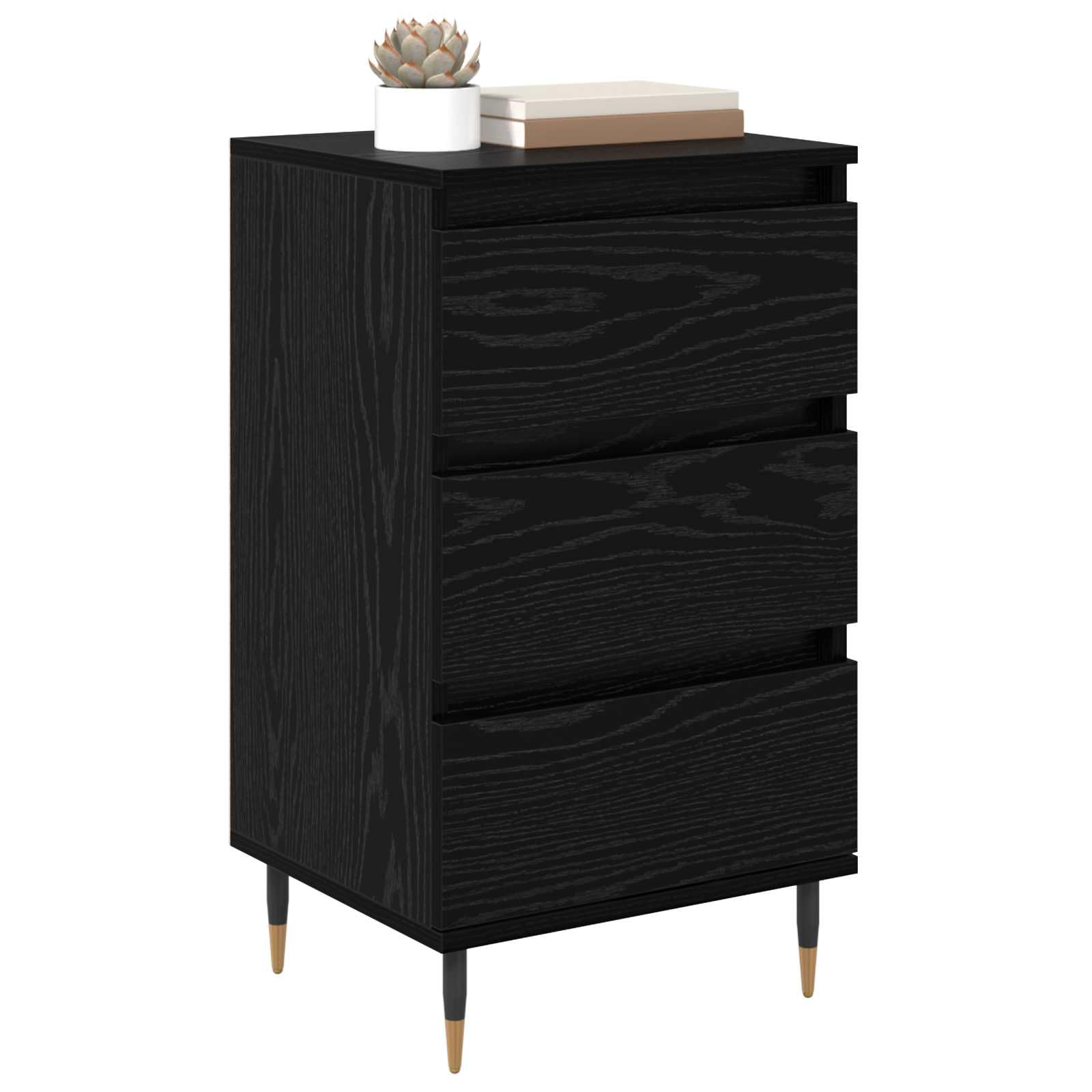 Hothingwell Drewniany bufet inżynieryjny czarny 70 cm
