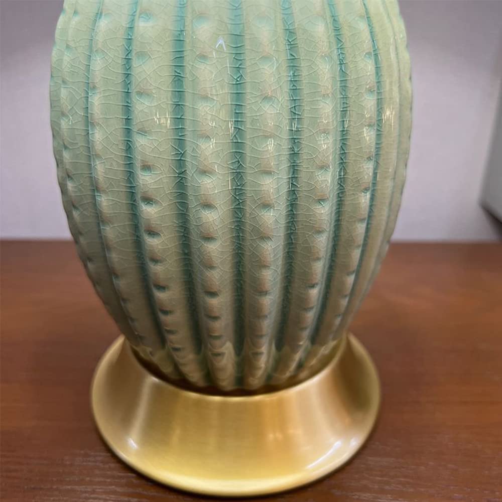 Mengjay Lusso Lampada da Tavolo in Ceramica Camera da Letto Decorazione Luce Lampada da Comodino Paralume in Tessuto Bianco E27 Lampade da Scrivania Soggiorno Camera da Letto Studio (Green)