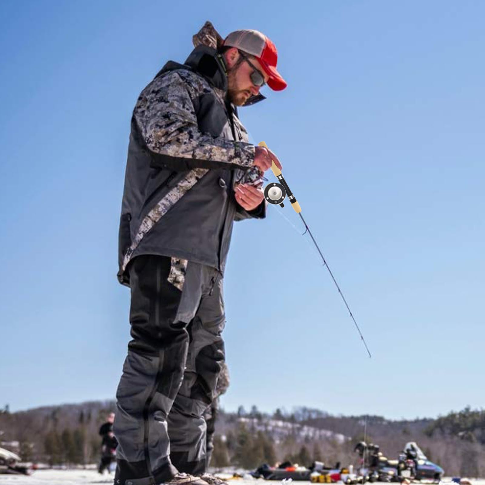 Caña y carrete para pescar en hielo,Caña de pescar en hielo,Caña de pescar telescópica - Caña de pescar de bolsillo de viaje, combos de pesca en hielo, caña de pescar de invierno para agua dulce salad