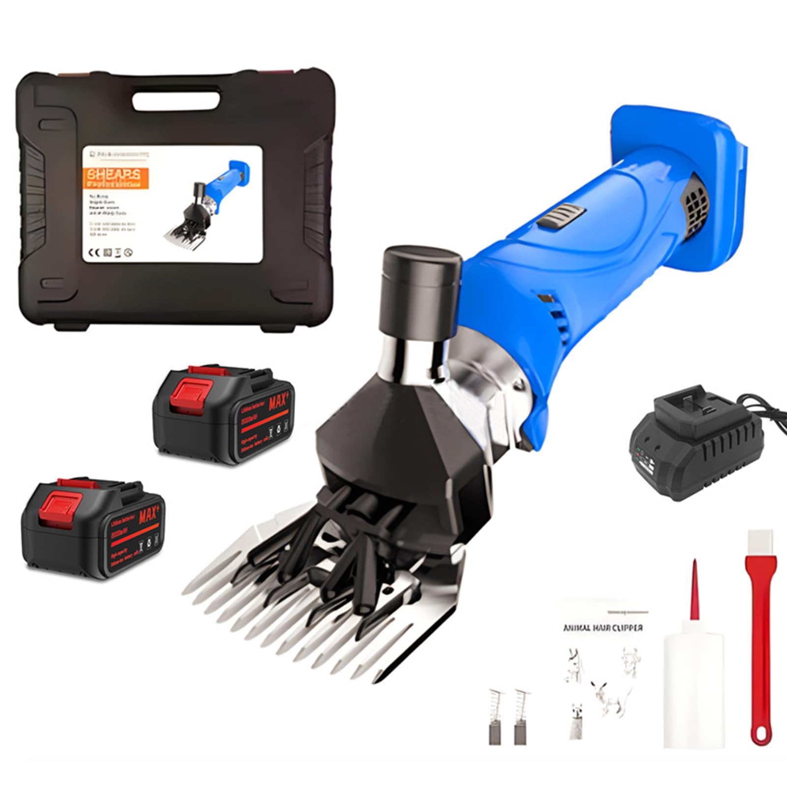Forbici elettriche per Pecore Senza Fili,tosatrici per toelettatura per Animali Professionali Ricaricabili Professionali a 6 velocità,per bovini di Capra Altro Bestiame (Blue)