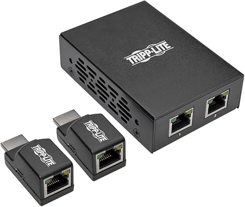 Tripp Lite Kit extensor HDMI sobre Cat5 Cat6 de 2 puertos, alimentación por cable, 2 mini receptores transmisor 1080p TAA (B126-2P2M-POC)