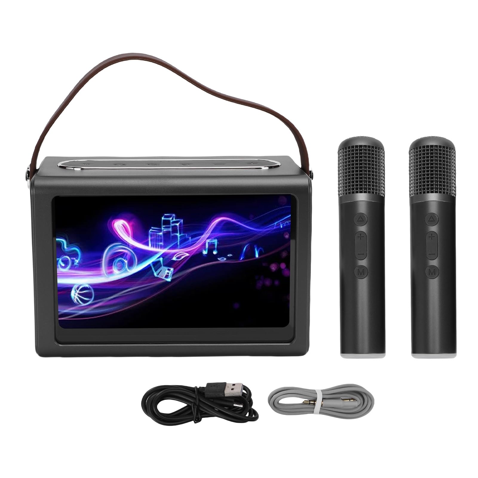 Luocute Macchina per Karaoke Portatile, Macchina WiFi Bluetooth 5.4 Karaoke con 2 Microfoni Wireless, Visualizzazione dei Testi, Controllo delle App, Adatto per il Compleanno di