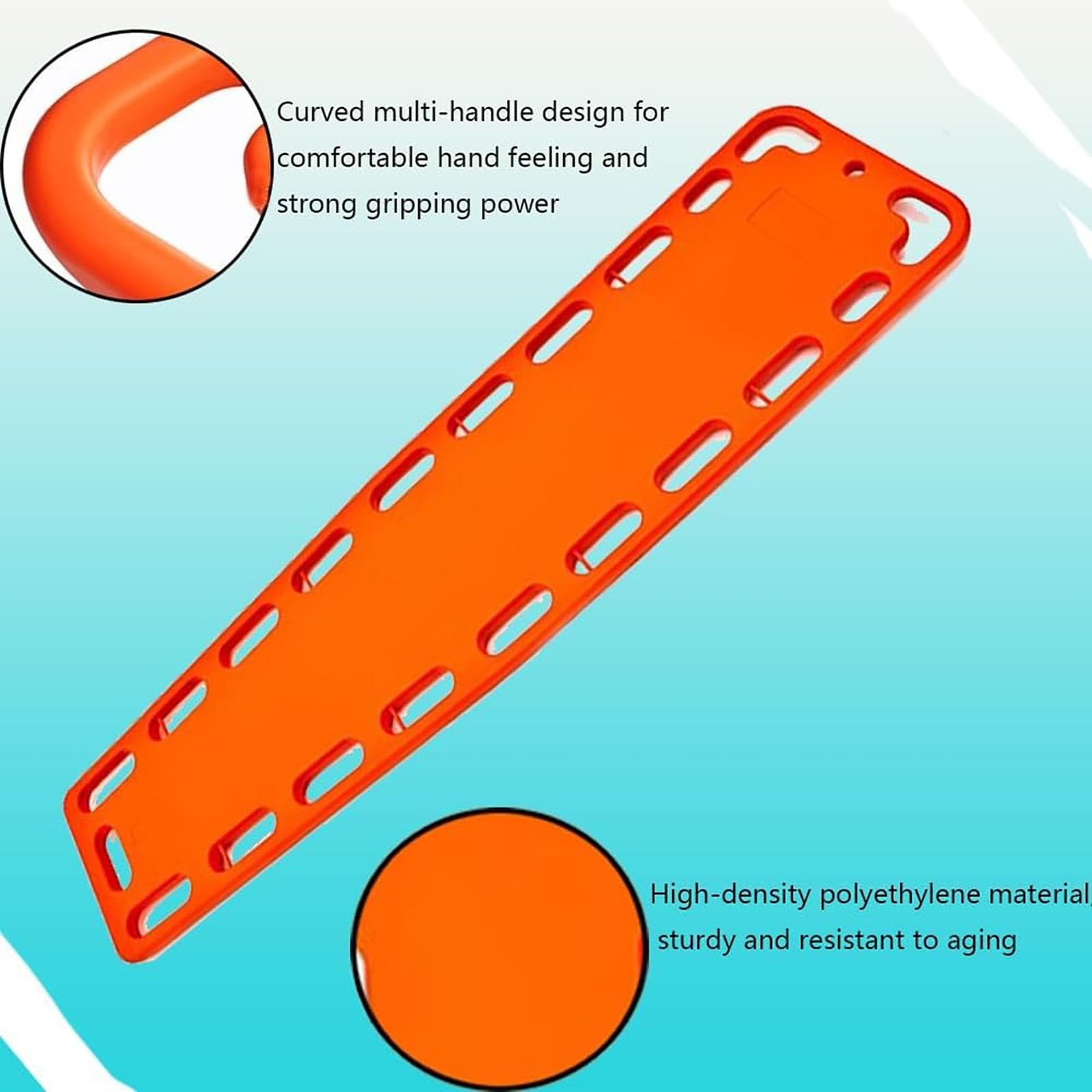 Planche de survie en plastique Stretcher,Brancard de sauvetage pour piscine avec lit de tête et minerve Système de sangles d'immobilisation de la colonne vertébrale，pour le transport et le sauvetage