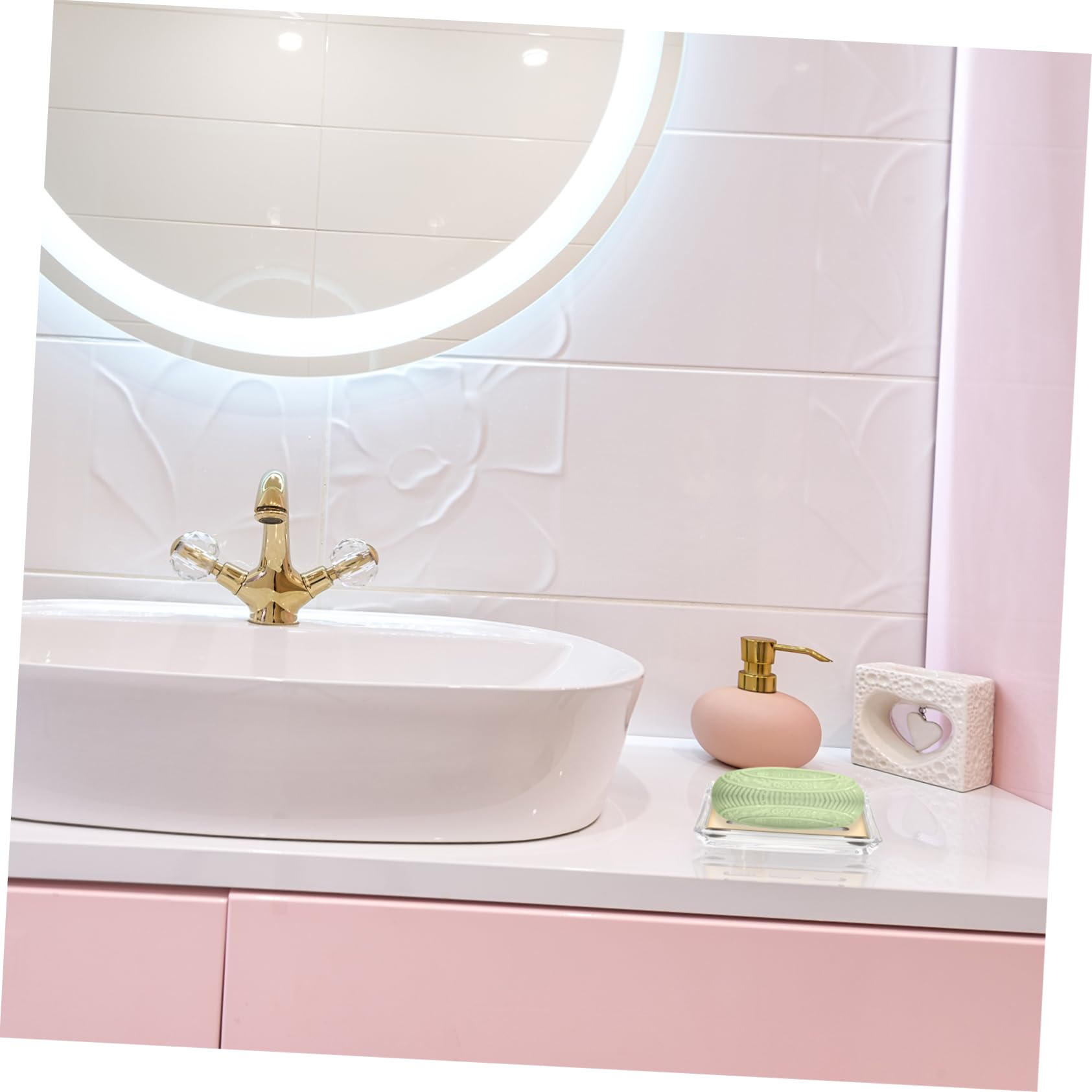 Jabonera de Vidrio Transparente Drenaje Automático Doble Capa, y Bandeja de Acero Inoxidable, Forma Rectangular para Baño y Encimera
