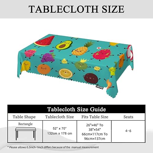 Miniatura 5 de Swono Mantel de frutas con bonito personaje de frutas y piña, sandía, para cocina, comedor, decoración de mesa, fiestas, bodas, mantel rectangular