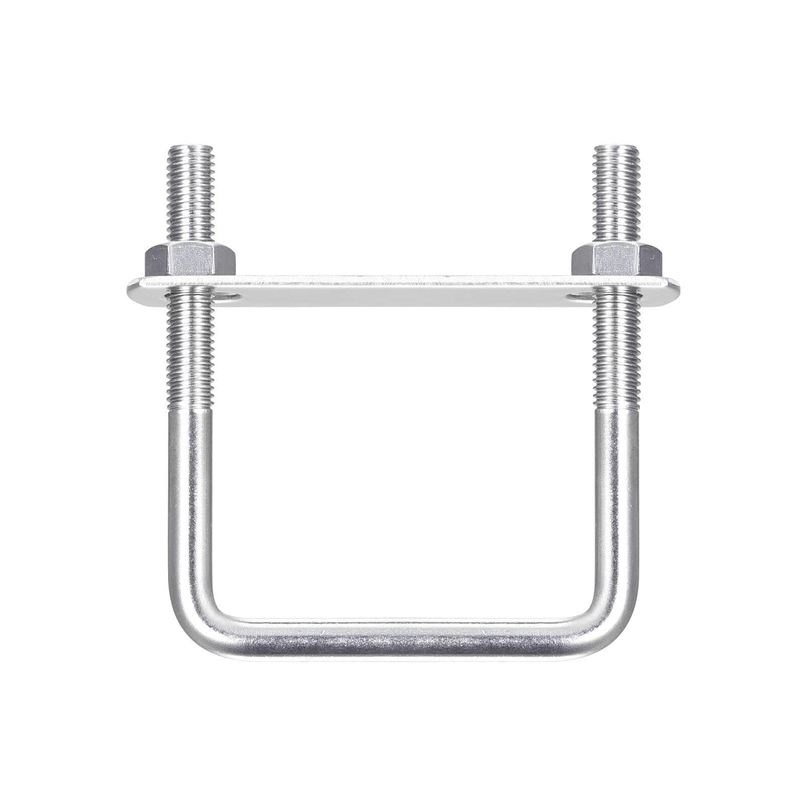 TOP-VIGOR 3 sets M8 Square U-Bolts, 62mm Inner Width 80mm Length 304 Stainless Steel U-Bolts with Nut