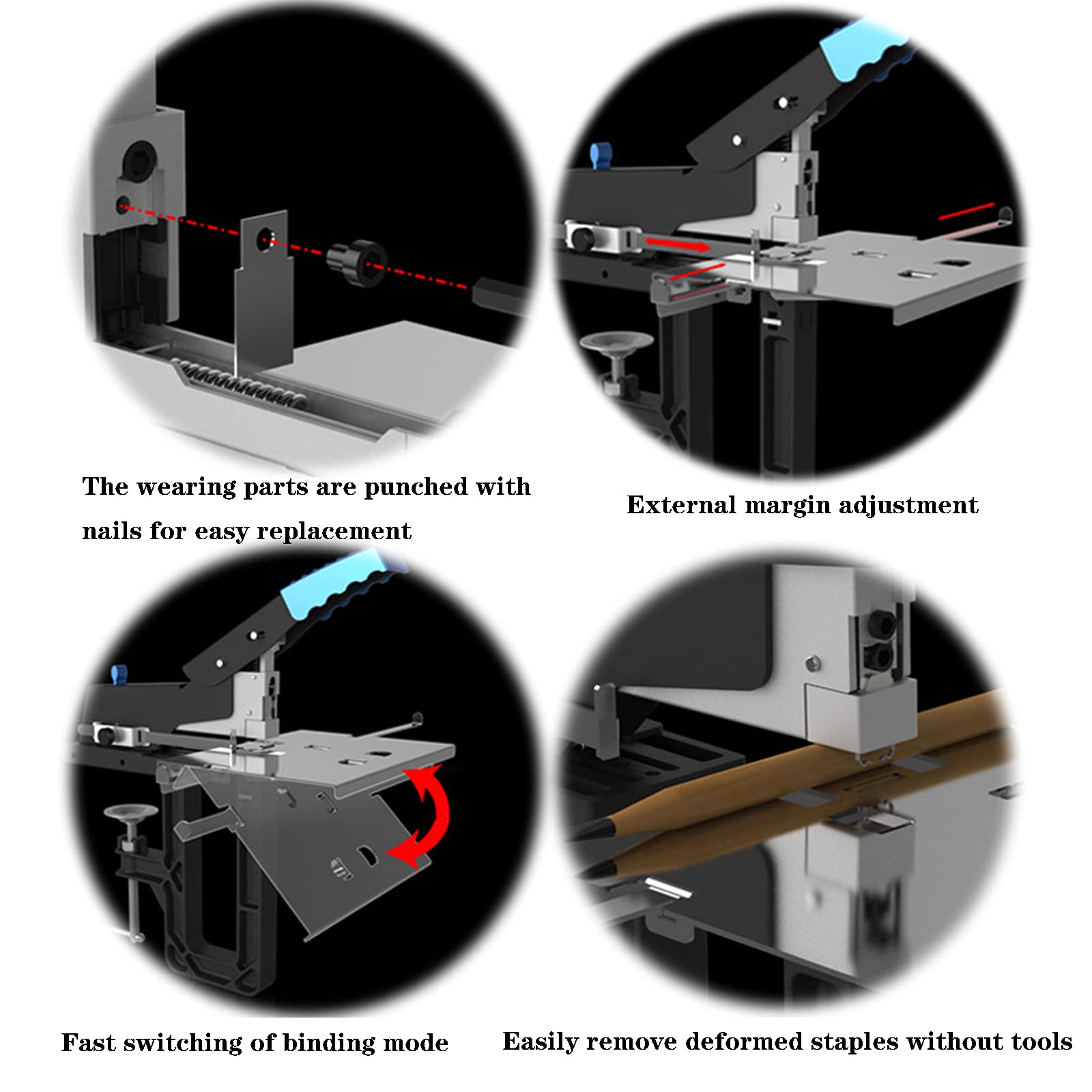 Cucitrice Doppia Testa Professionale - Per Ufficio, Rilega Fino A 50 Fogli A4/A3, Regolazione Profondità - Foto 10