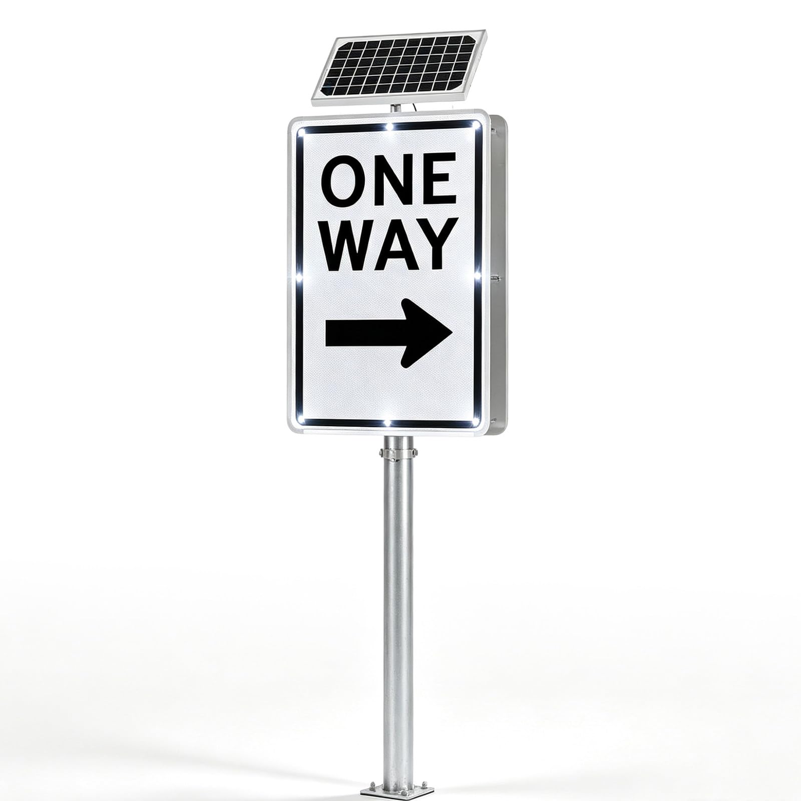 Señal reflectante de flecha de sentido único de 18x24 pulgadas RightArrow | Con orificios de montaje preperforados, metal inoxidable, ideal para entradas de vehículos, estacionamientos
