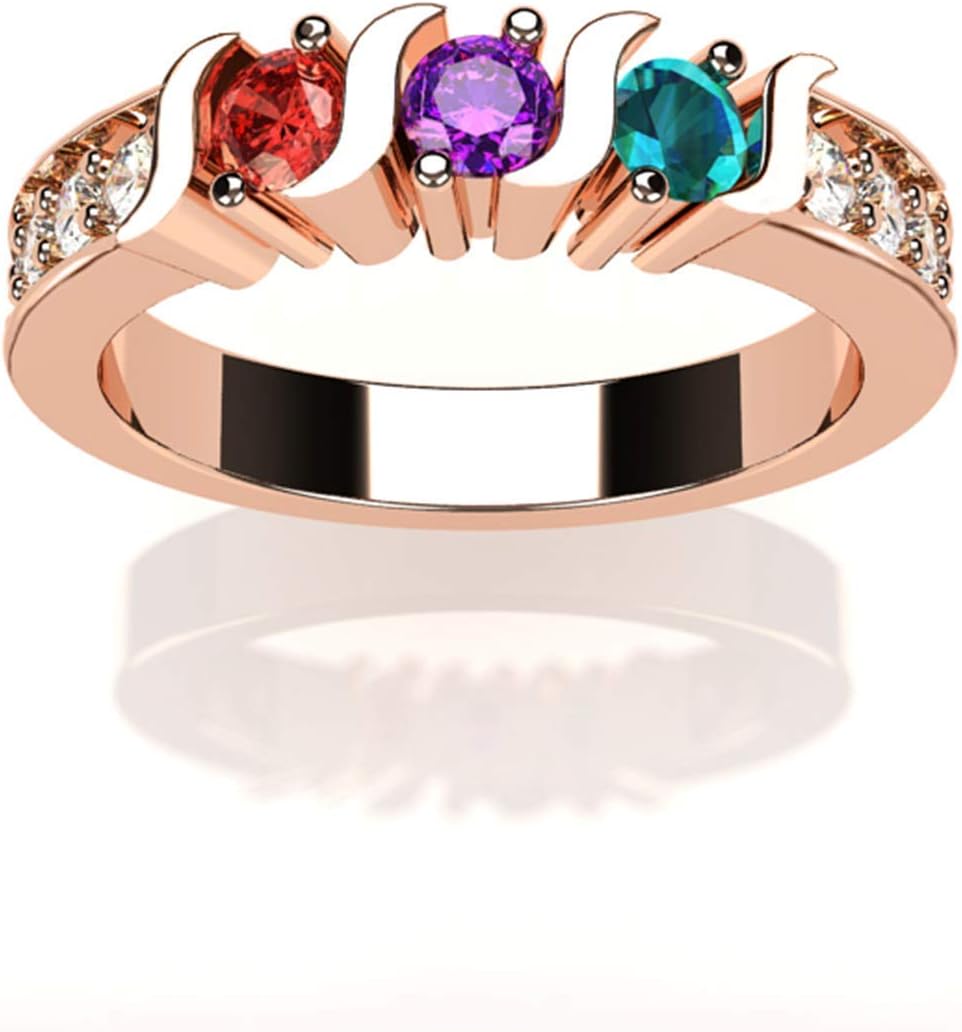 Princess Mothers Ring With To Simulated Birthstones In Silver